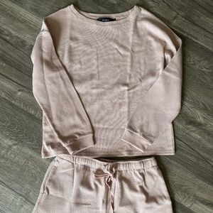 Blush Pink Waffleknit Pajama Set, Size Large, Women’s